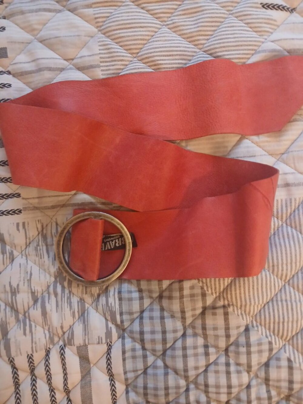BRAVE Beltworks Wide Leather Statement Belt Size 34 – Rust Red